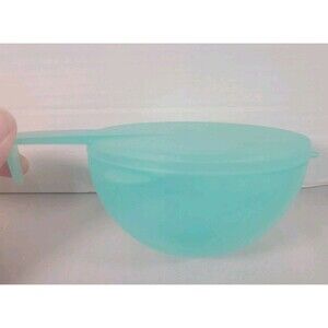 VTG Tupperware Forget Me Not Onion Tomato Hanging Keeper Clear Aqua 4201B-1
